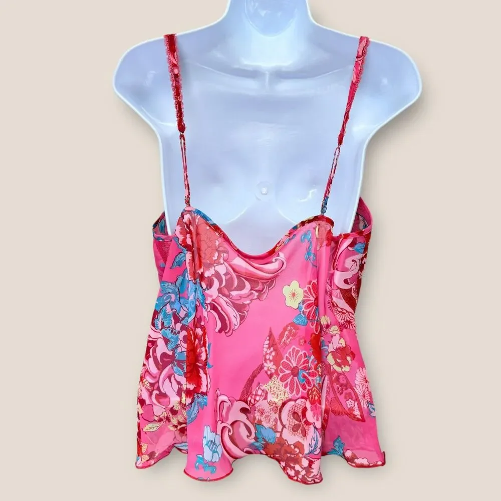 Y2k Josie Natori Floral Lace Babydoll Sheer Slip Top Size L Dainty Artsy Sexy - Picture 5 of 9